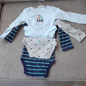 NWT Baby Boy 3 Pc Long Sleeve Bodysuits 12 Mo